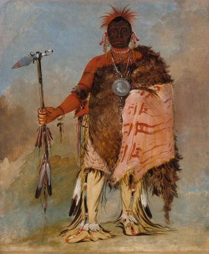 Om-Pah-Ton-Ga, Big Elk, a Famous Warrior by George Catlin Oil Painting