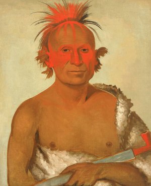 Pash-ee-pa-ho, Little Stabbing Chief, the Younger, One of Black Hawk's Braves by George Catlin Oil Painting
