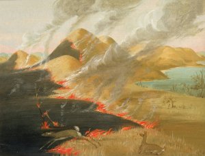 Prairie Bluffs Burning by George Catlin Oil Painting