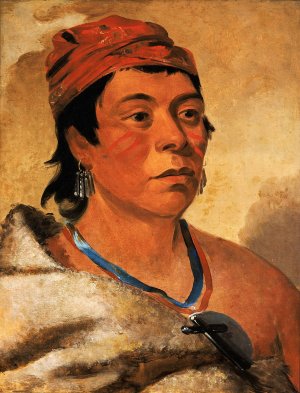 Round Island, a Warrior by George Catlin Oil Painting