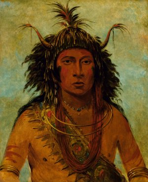 Say-Say-Gon, Hail Storm, War Chief by George Catlin Oil Painting