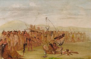 Self-Torture In a Sioux Religious Ceremony by George Catlin Oil Painting