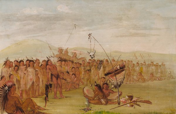 Self-Torture In a Sioux Religious Ceremony  by George Catlin - Hand-Painted Oil Painting Reproduction