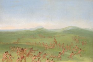 Sham Fight, Mandan Boys by George Catlin Oil Painting
