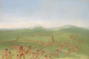 Sham Fight, Mandan Boys Oil painting by George Catlin
