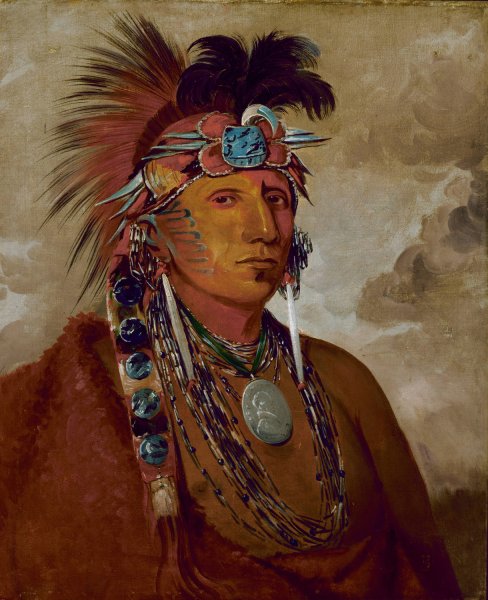 Main Product Photo of Sho-Me-Kos-See, The Wolf, a Chief  Painting by George Catlin