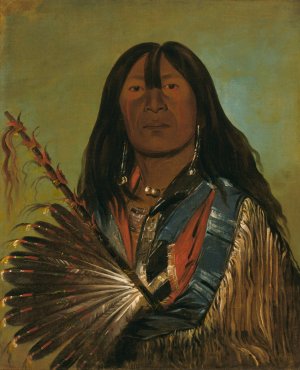 Shon-Ka, The Dog, Chief of The Bad Arrow Points Band by George Catlin Oil Painting