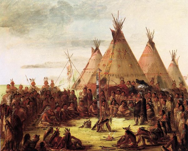 Main Product Photo of Sioux War Council Painting by George Catlin