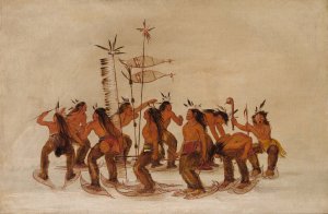 Snowshoe Dance At The First Snowfall by George Catlin Oil Painting