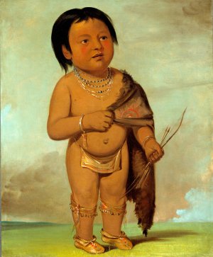 Tcha-Aes-Ka-Ding, Grandson of Buffalo Bull's Back Fat by George Catlin Oil Painting