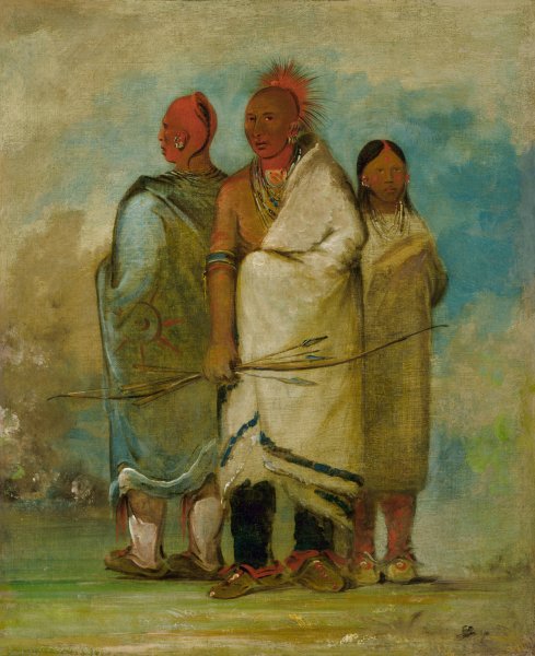 Three Fox Indians  by George Catlin - Hand-Painted Oil Painting Reproduction