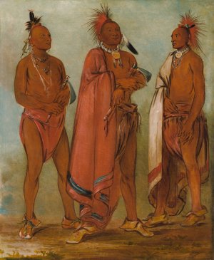 Wa-Mash-Ee-Sheek, He Who Takes Away; Wa-Chesh-Uk, War; Mink-Chesk, Three Distinguished Young Men by George Catlin Oil Painting