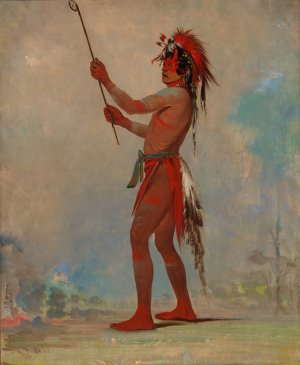 We-Chush-Ta-Doo-Ta, Red Man, a Distinguished Ball Player by George Catlin Oil Painting