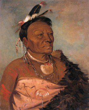 Wee-Ta-Ra-Sha-Ro, Head Chief of The Tribe by George Catlin Oil Painting