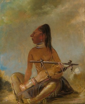 Woman And Child, Showing How The Heads of Children Are Flattened by George Catlin Oil Painting