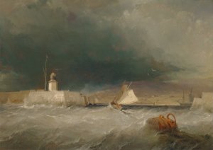 Port on a Stormy Day by George Chambers Oil Painting