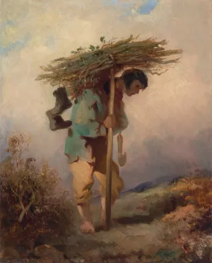 A Man Carrying Faggots by George Chinnery Oil Painting