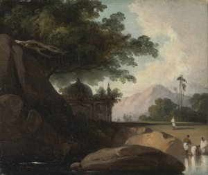 Indian Landscape with Temple by George Chinnery Oil Painting