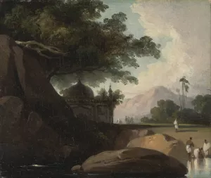 Indian Landscape with Temple by George Chinnery Oil Painting