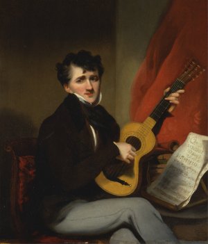 Portrait of a Man Playing a Guitar by George Chinnery Oil Painting