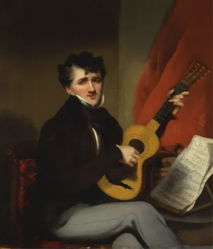 Portrait of a Man Playing a Guitar by George Chinnery Oil Painting