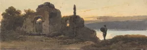 Temple by the Lake by George Chinnery Oil Painting