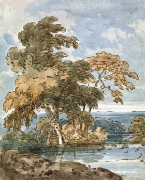 Trees by a River by George Chinnery Oil Painting