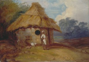View in Southern India, with a Warrior Outside his Hut by George Chinnery Oil Painting
