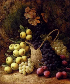 Still Life with Apples, Grapes and Plums by George Clare - Oil Painting Reproduction