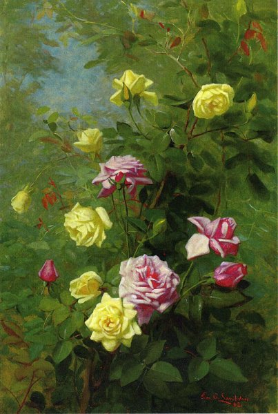Main Product Photo of Climbing Roses Painting by George Cochran Lambdin