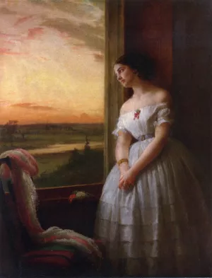Reverie - Sunset Musings by George Cochran Lambdin Oil Painting