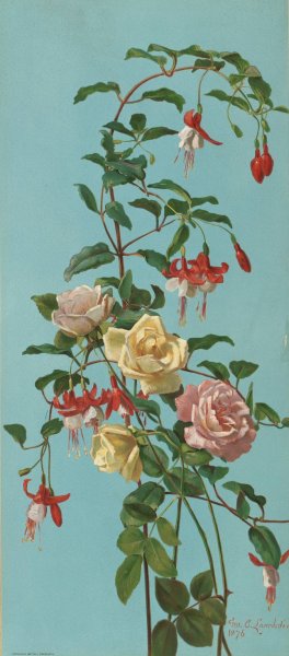 Roses and Fuchsia by George Cochran Lambdin Oil Painting