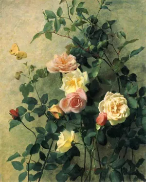 Roses on a Wall Oil painting by George Cochran Lambdin
