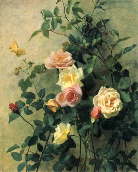 Main Product Photo of Roses on a Wall Painting by George Cochran Lambdin