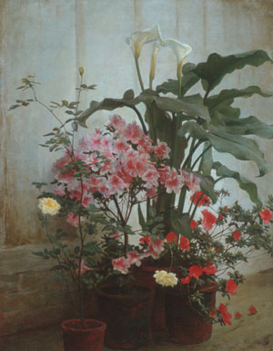 Side of a Greenhouse by George Cochran Lambdin - Hand-Painted Oil Painting Reproduction