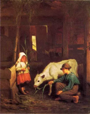 The Little White Heifer by George Cochran Lambdin Oil Painting