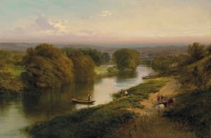 A Peaceful Day On The River by George Cole Oil Painting