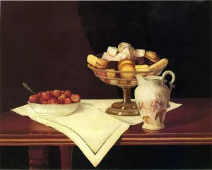 Still Life with Sweets and Strawberries by George Cope - Oil Painting Reproduction