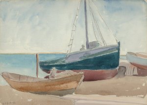 Boats on Beach by George Copeland Ault Oil Painting