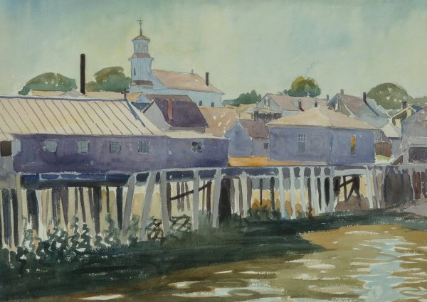 The Wharf, Provincetown  by George Copeland Ault - Hand-Painted Oil Painting Reproduction