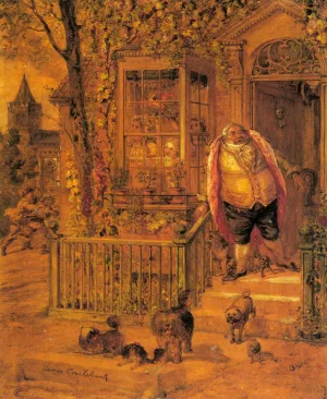 Runaway Knock by George Cruikshank Oil Painting