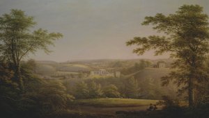 Easby Hall and Easby Abbey with Richmond, Yorkshire in the Background by George Cuitt The Elder Oil Painting
