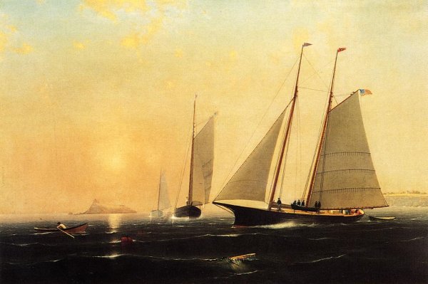 Main Product Photo of Harbor at Sunset Painting by George Curtis