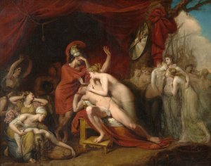 Achilles, frantic for the loss of Patroclus, rejecting the consolation of Thetis by George Dawe Oil Painting