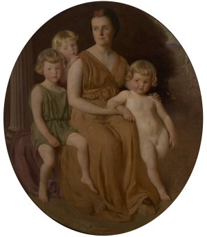 Portrait of Mrs. John J. Albright and Children  by George De Forest Brush Oil Painting