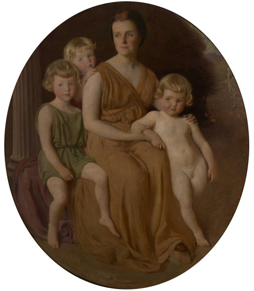 Portrait of Mrs. John J. Albright and Children   by George De Forest Brush - Hand-Painted Oil Painting Reproduction