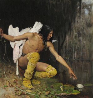 The Indian and the Lily  by George De Forest Brush Oil Painting