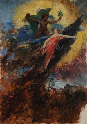 Apollon et Daphne by George Desvallieres Oil Painting
