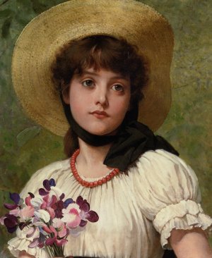 Sweetpeas by George Dunlop Leslie Oil Painting