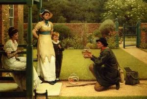 The Goldfish Seller by George Dunlop Leslie - Oil Painting Reproduction